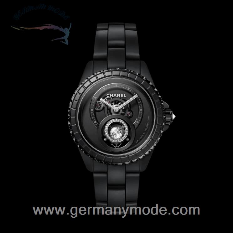 ساعت مچی مردانه زنانه سرامیکی الماس نشان شنل فرانسه CHANEL J12 DIAMANTTOURBILLON UHR KALIBER 5, 38 MM H7380