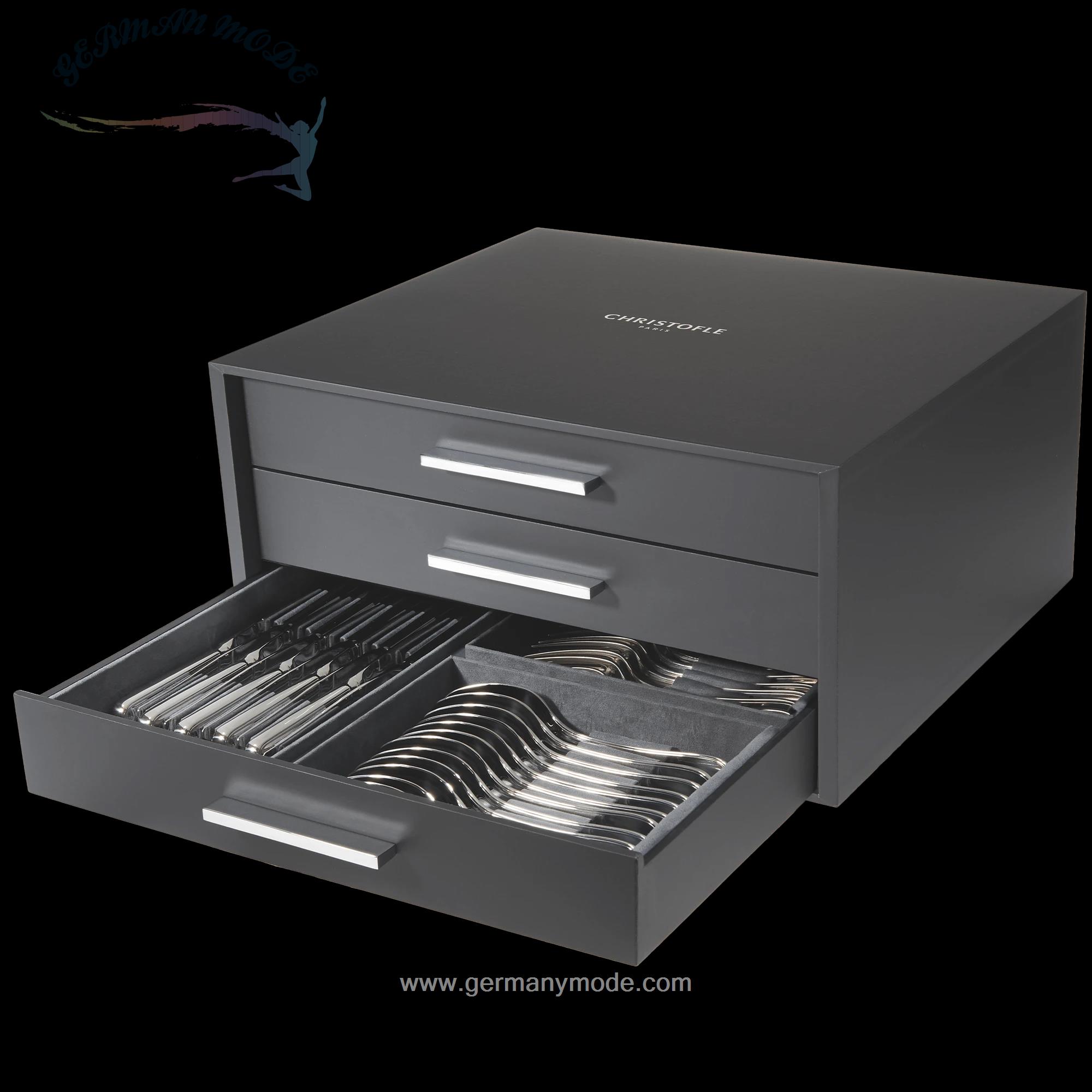 سرویس قاشق چنگال 76 پارچه با قاب کریستوفل فرانسه CHRISTOFLE INFINI 76-piece Flatware Set For 6 People