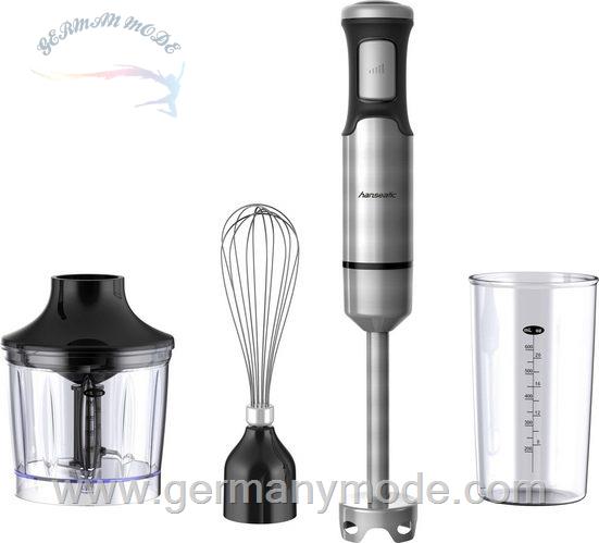 همزن گوشت کوب برقی چندکاره هانسیتیک Hanseatic Stabmixer 61804967, 1200 W, mit praktischem Universalzerkleinerer und Mixbecher. 6180496785