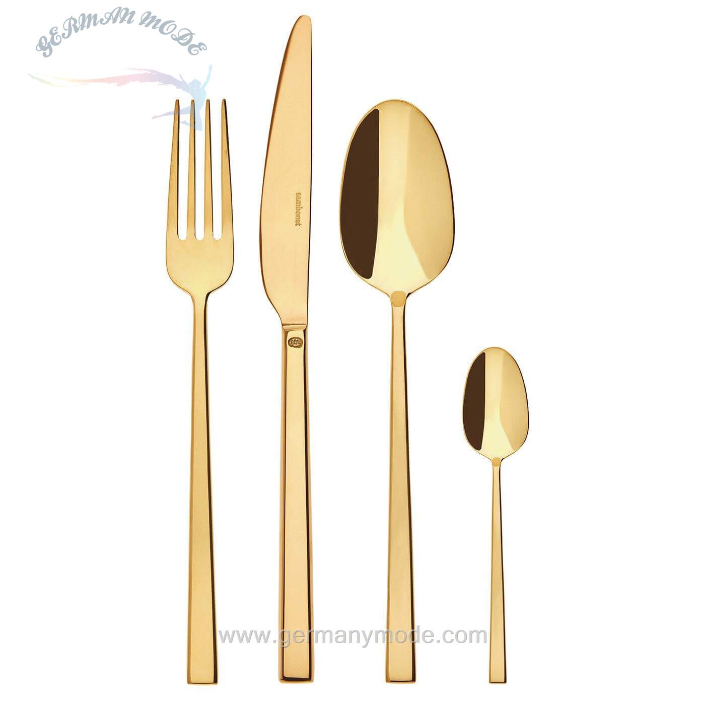سرویس قاشق چنگال 24 پارچه سامبونت ایتالیا Sambonet Rock Besteck 24tlg- gold
