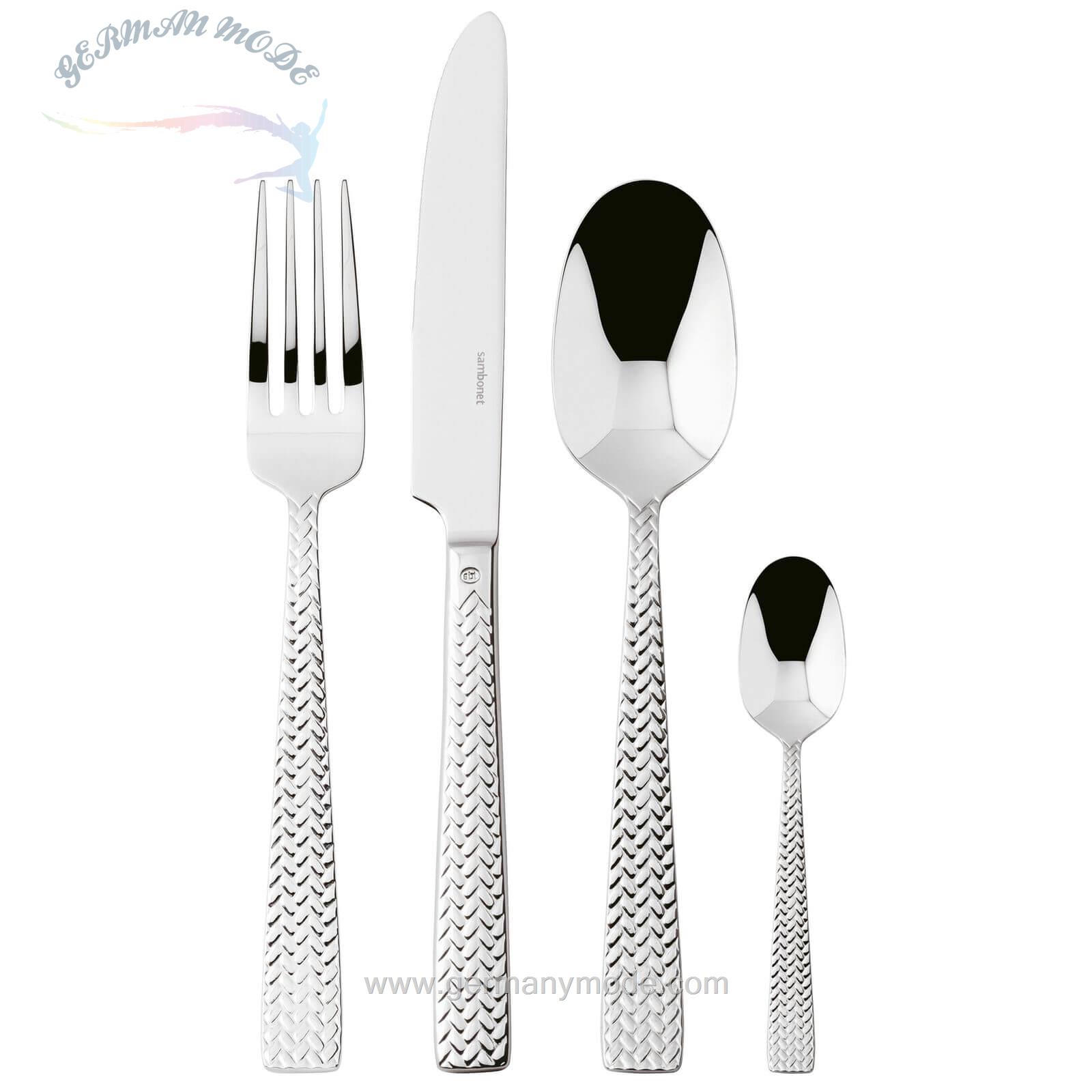 سرویس قاشق چنگال 24 پارچه سامبونت ایتالیا Sambonet Cortina 24-teilig Edelstahl silber