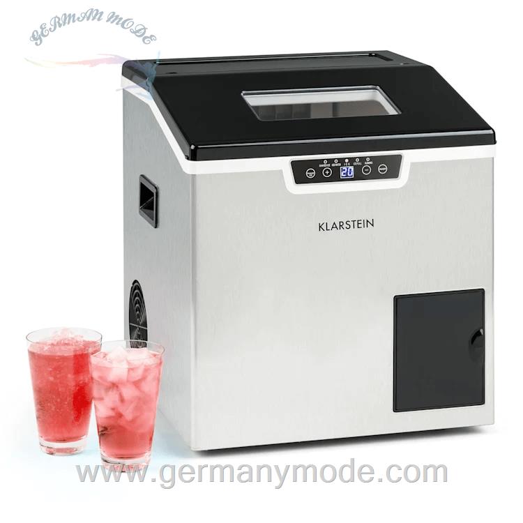 یخ ساز کمپرسوردار رومیزی کلارشتاین آلمان Klarstein Icefestival Cube Eiswürfelbereiter 12 - 20 Kg / Tag Eiswürfelmaschine Silber 400 watt