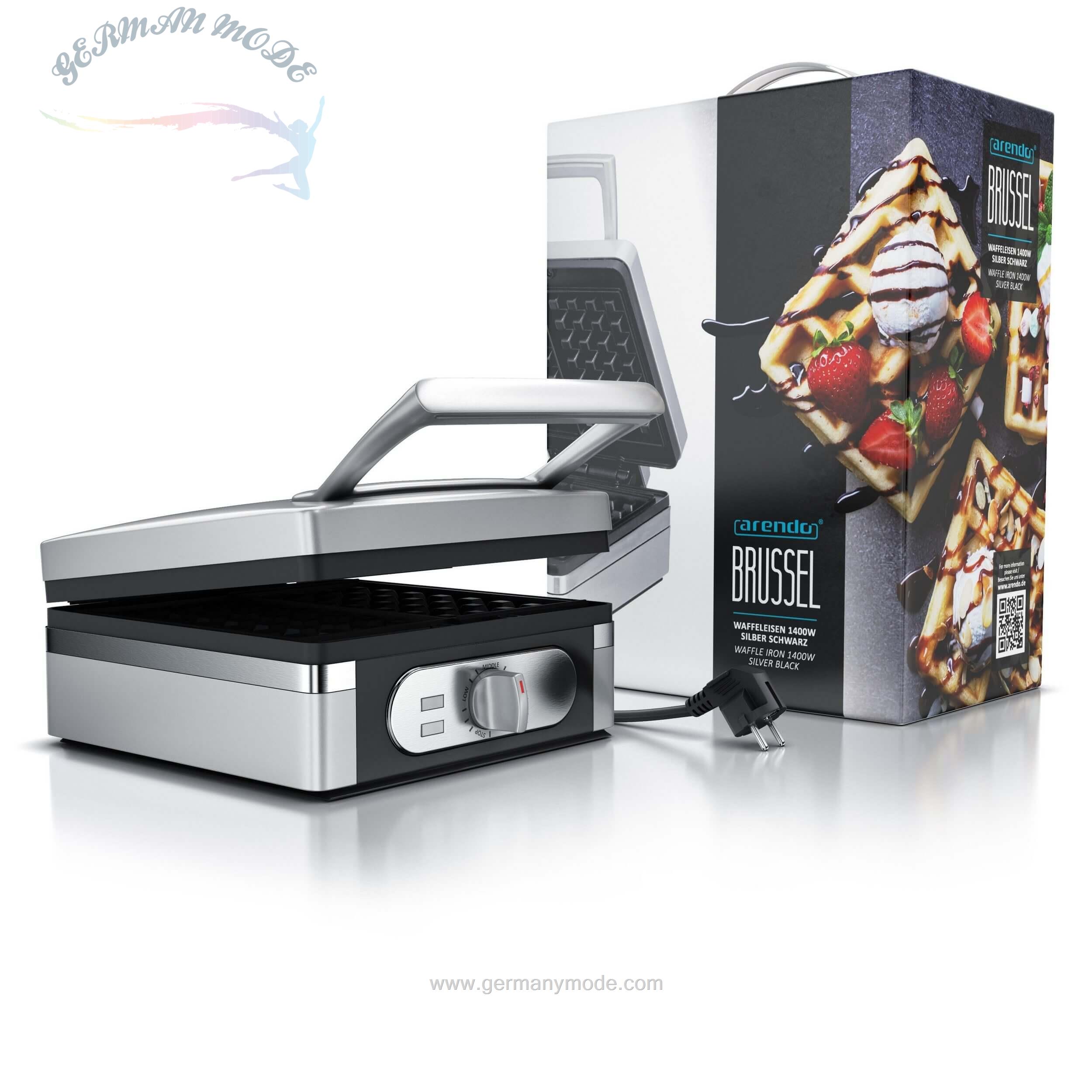 وافل ساز آرندو آلمان Arendo Waffeleisen-1400 W- Waffeleisen - Waffelautomat für 2 Waffeln à 8-5 - 14-5 cm