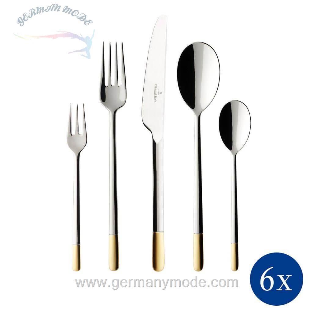 سرویس قاشق چنگال 30 پارچه ویلروی اند باخ آلمان Villeroy - Boch Ella Besteckset teilvergoldet 30-teilig