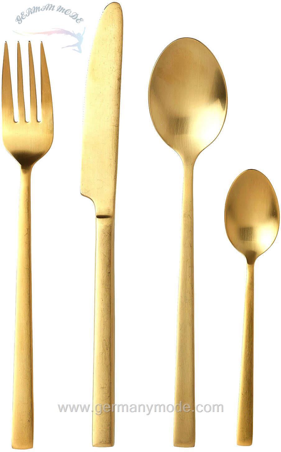 سرویس قاشق چنگال 16پارچه بیتز Bitz Besteckset 16-teilig brass Satin