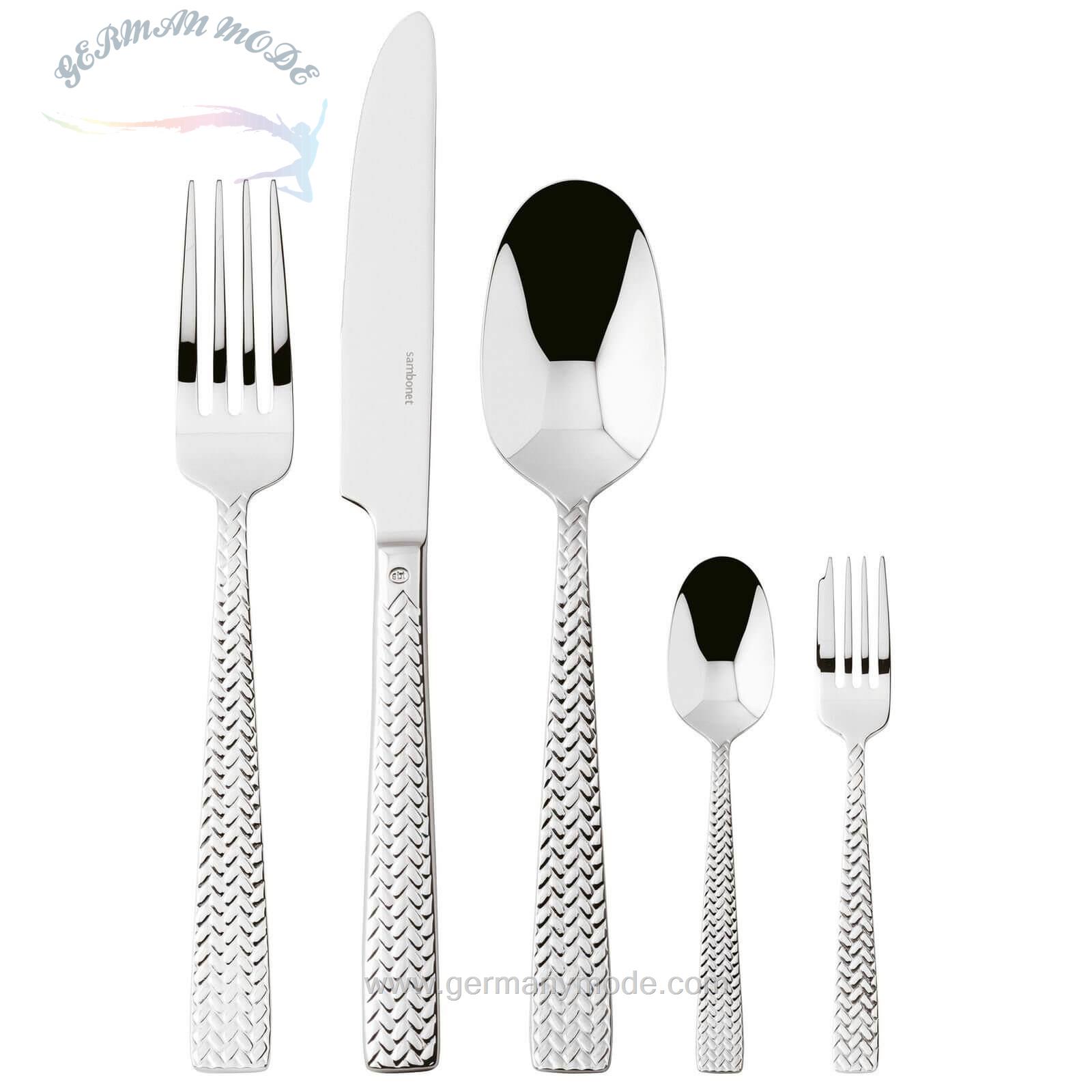 سرویس قاشق چنگال 30 پارچه سامبونت ایتالیا Sambonet Cortina 24-teilig Edelstahl 30-teilig silber