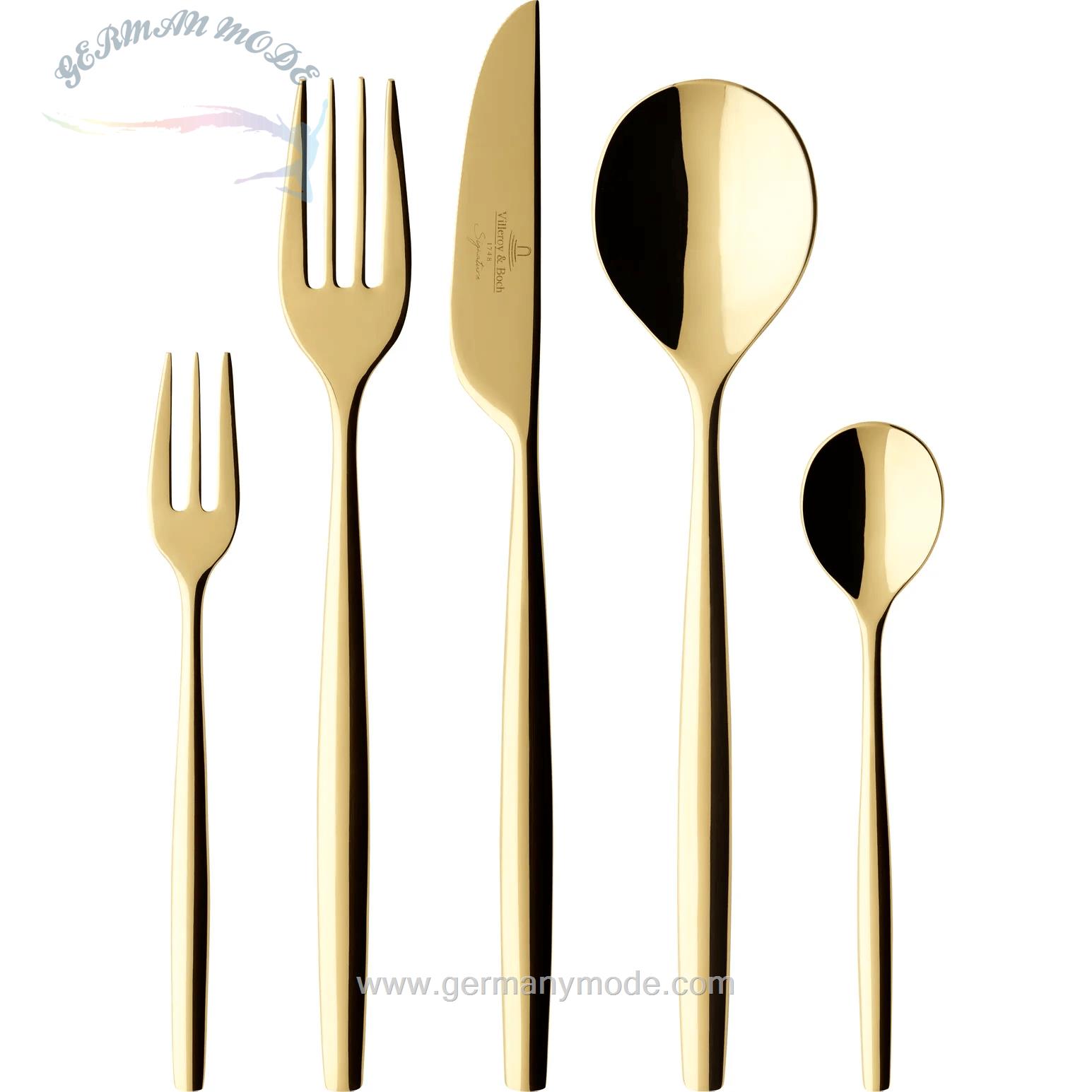 سرویس قاشق چنگال 30 پارچه ویلروی اند باخ آلمان Villeroy - Boch Metro Chic d'Or Besteckset 30-teilig gold