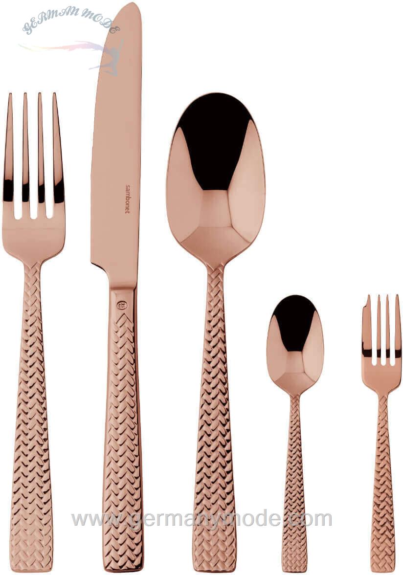 سرویس قاشق چنگال 30 پارچه سامبونت ایتالیا Sambonet Cortina 24-teilig Edelstahl 30-teilig kupferfarben