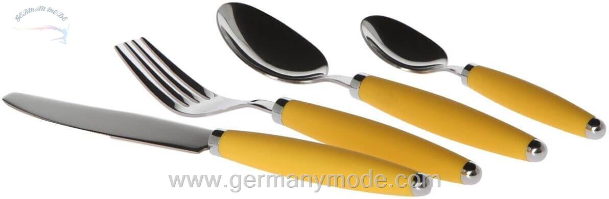 سرویس قاشق چنگال 16 پارچه جیمکس Gimex Besteckset 16-tlg- Camping-Besteckset gelb