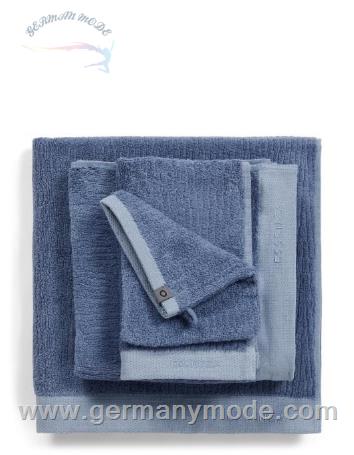 ست حوله 5 تکه حمام دست صورت و لیف اسنزا هلند ESSENZA Connect Organic Lines Handtuch Set Blau