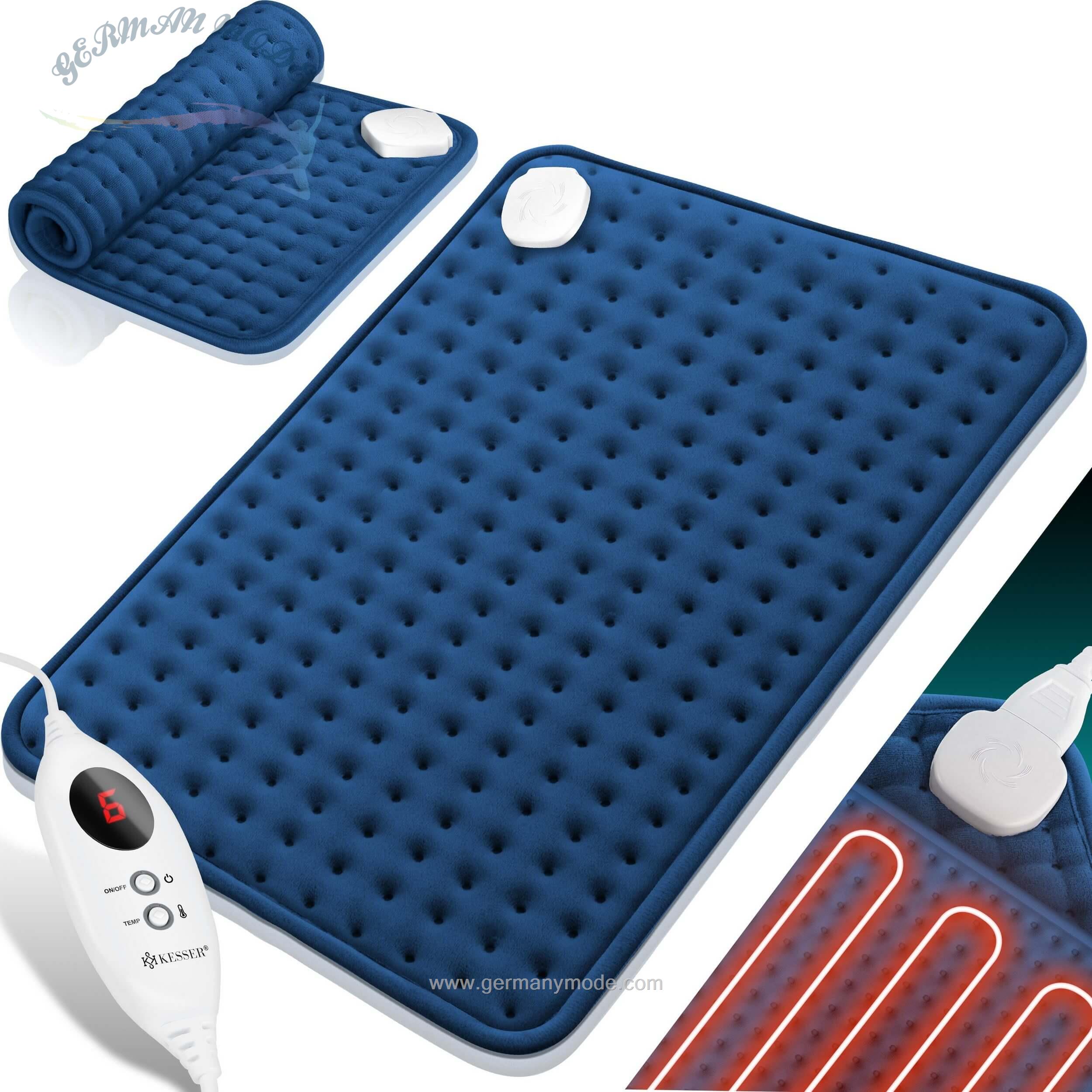 پد گرمایشی کسر KESSER Heizkissen mit Abschaltautomatik Wärmekissen Elektrisch mit 6 Temperaturstufen blau 30*60 cm