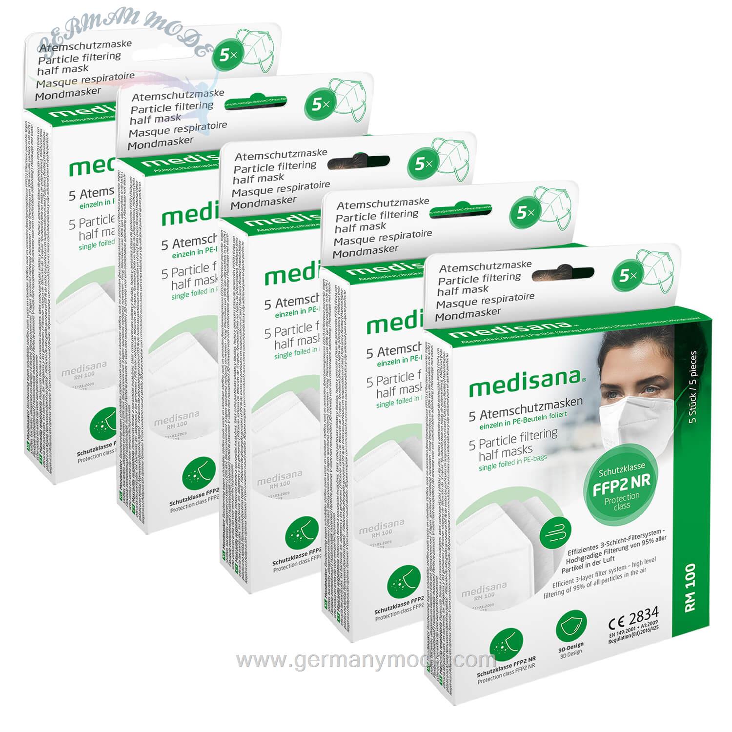 ماسک تنفسی مدیسانا آلمان medisana RM 100 -25er Paket-5 - 5 FFP2 Atemschutzmaske