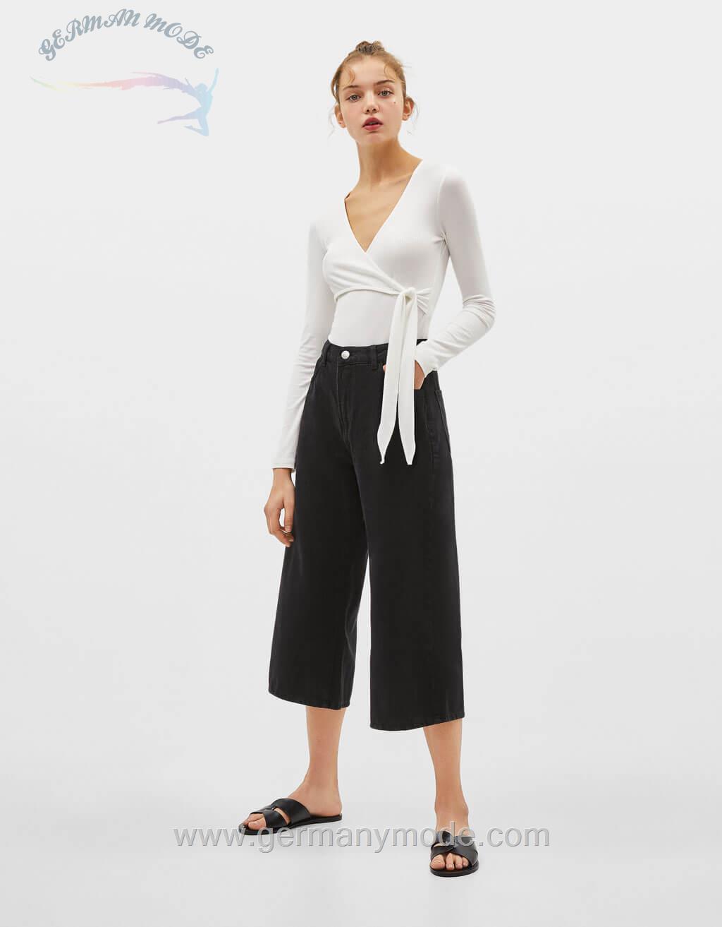 شلوار جین زنانه برشکا اسپانیا Culotte-Jeans mit halbhohem Bund