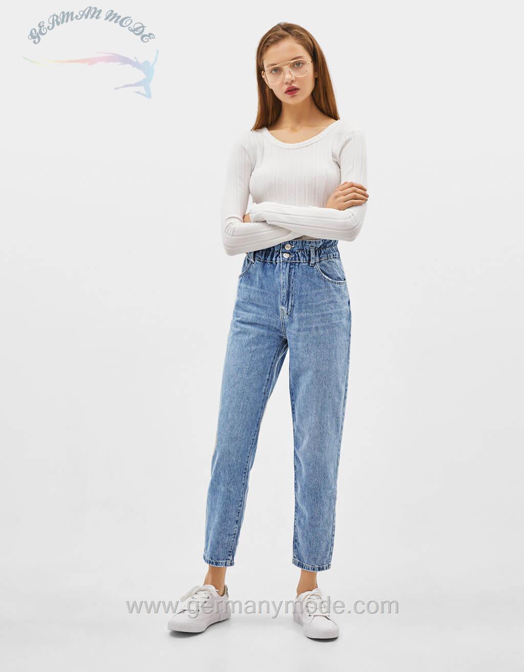 شلوار جین زنانه برشکا اسپانیا Jeans im Paperbag-Fit mit Gummizug