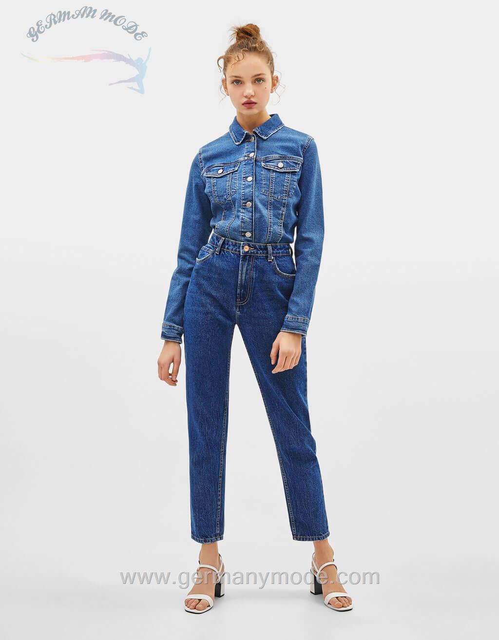 شلوار جین زنانه برشکا اسپانیا Mom-Fit-Jeans mit hohem Bund