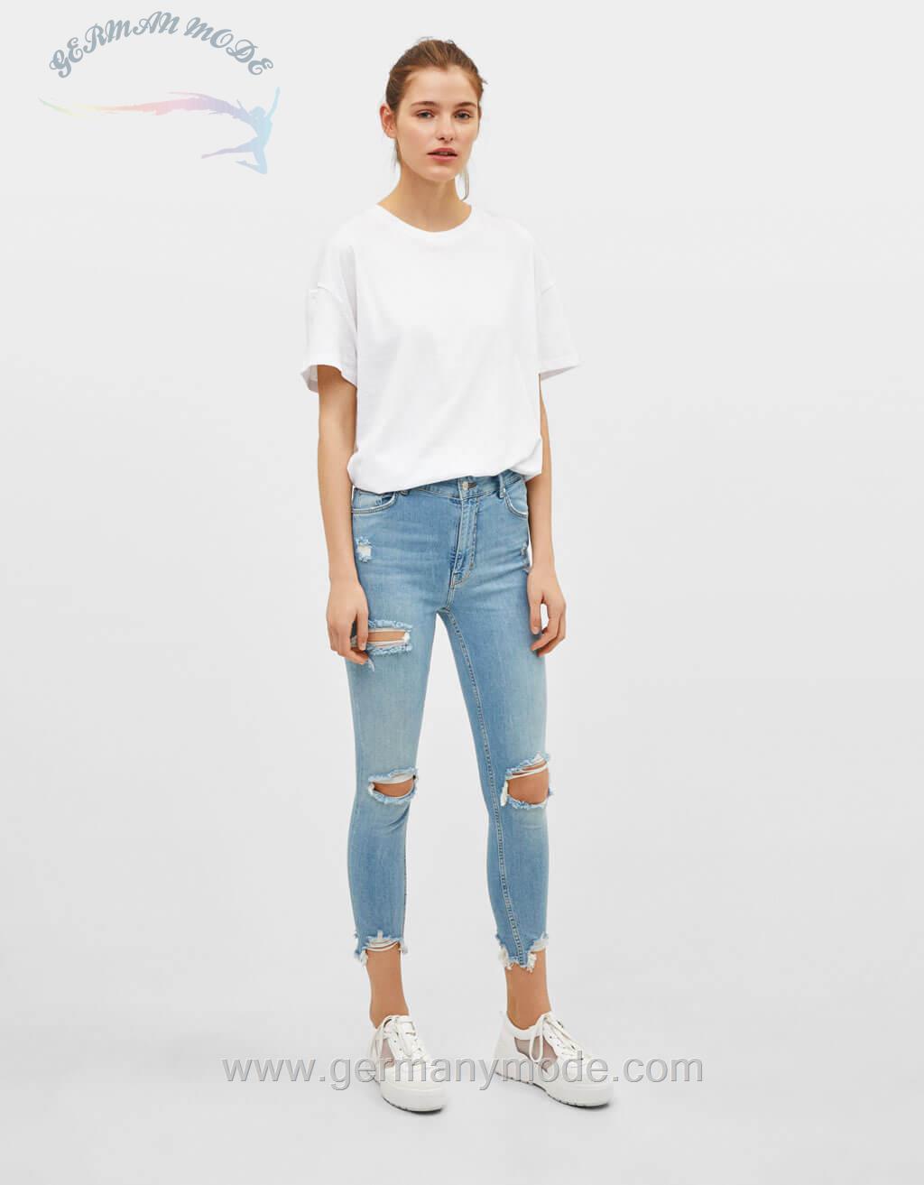 شلوار جین زنانه برشکا اسپانیا Skinny-Jeans mit hohem Bund