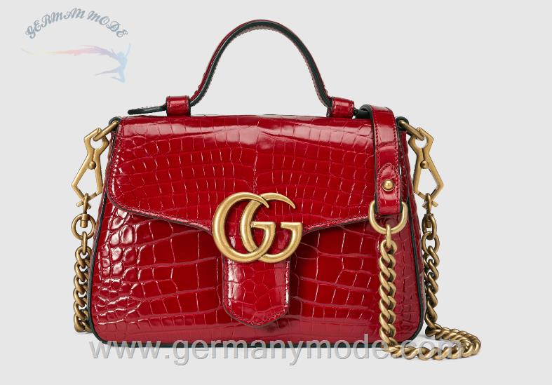 کیف مجلسی زنانه گوچی ایتالیا GUCCI GG Marmont Mini-Henkeltasche aus Krokodilleder ‎547260 EV40T 6638