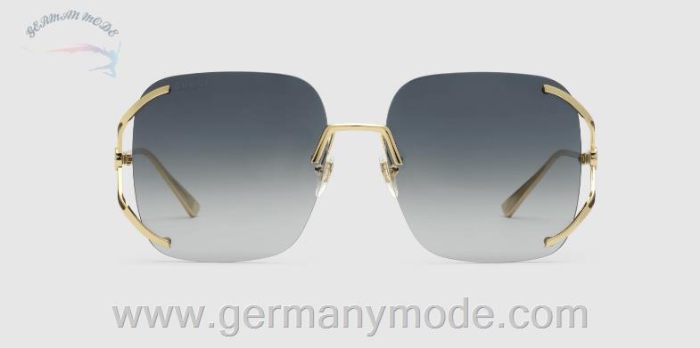 عینک آفتابی زنانه گوچی ایتالیا GUCCI Quadratische Sonnenbrille aus Metall ‎610393 I3330 8017
