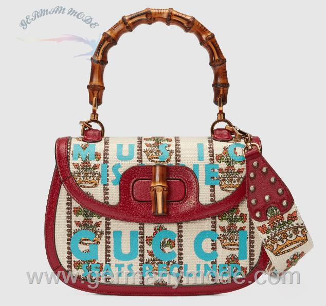 کیف دستی زنانه گوچی ایتالیا GUCCI Mittelgroße Gucci 100 Bamboo Tasche 679632 UH2CX 4873