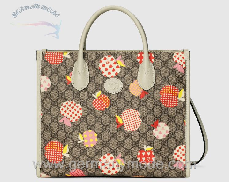 کیف دستی زنانه و مردانه گوچی ایتالیا GUCCI Kleiner Shopper mit Apfel-Print ‎659983 22KFG 9799