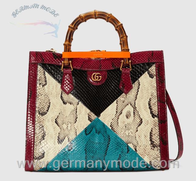 کیف دستی زنانه گوچی ایتالیا GUCCI Mittelgroßer Gucci Diana Shopper aus Pythonleder 655658 LU32T 6672