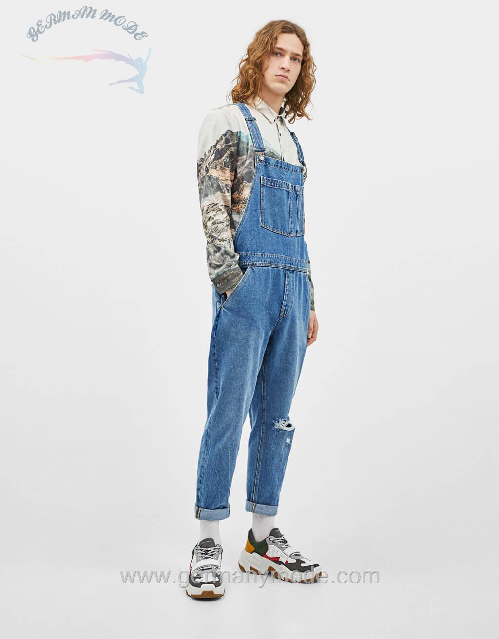 سرهمی جین مردانه برشکا اسپانیا Lange Jeans-Latzhose
