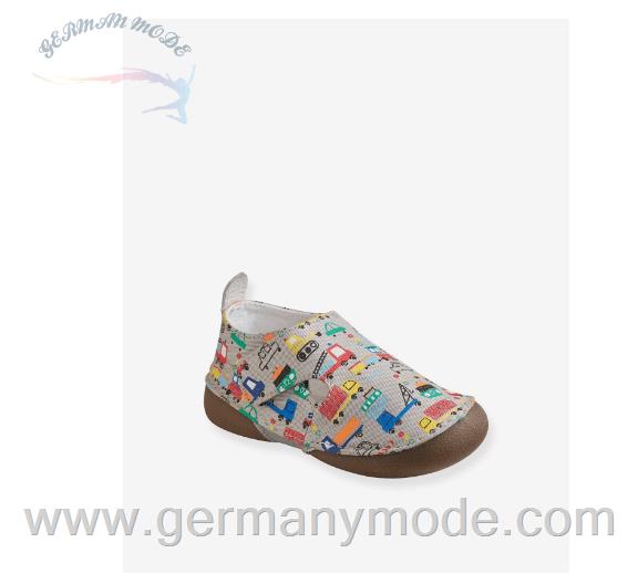 کفش کودک نو پا ورت فرانسه Vertbaudet Jungen Baby Stoff-Hausschuhe - hellgrau