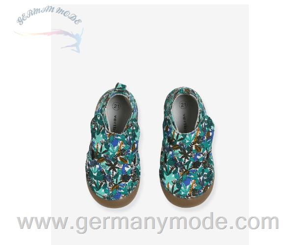 کفش کودک نو پا ورت فرانسه Vertbaudet Jungen Baby Hausschuhe - grün bedruckt
