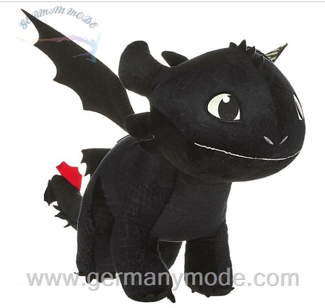 عروسک اژدهای مشکی JOY TOY Toothless Plüsch Glow-in-the-Dark 60 cm