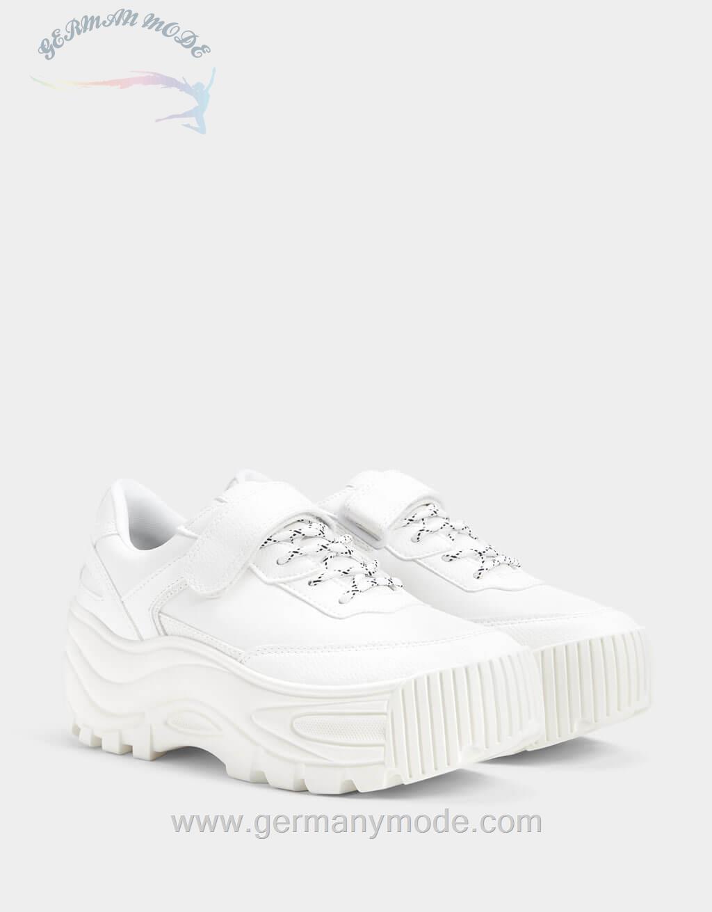 کتانی زنانه برشکا اسپانیا Unifarbener Plateau-Sneaker 3