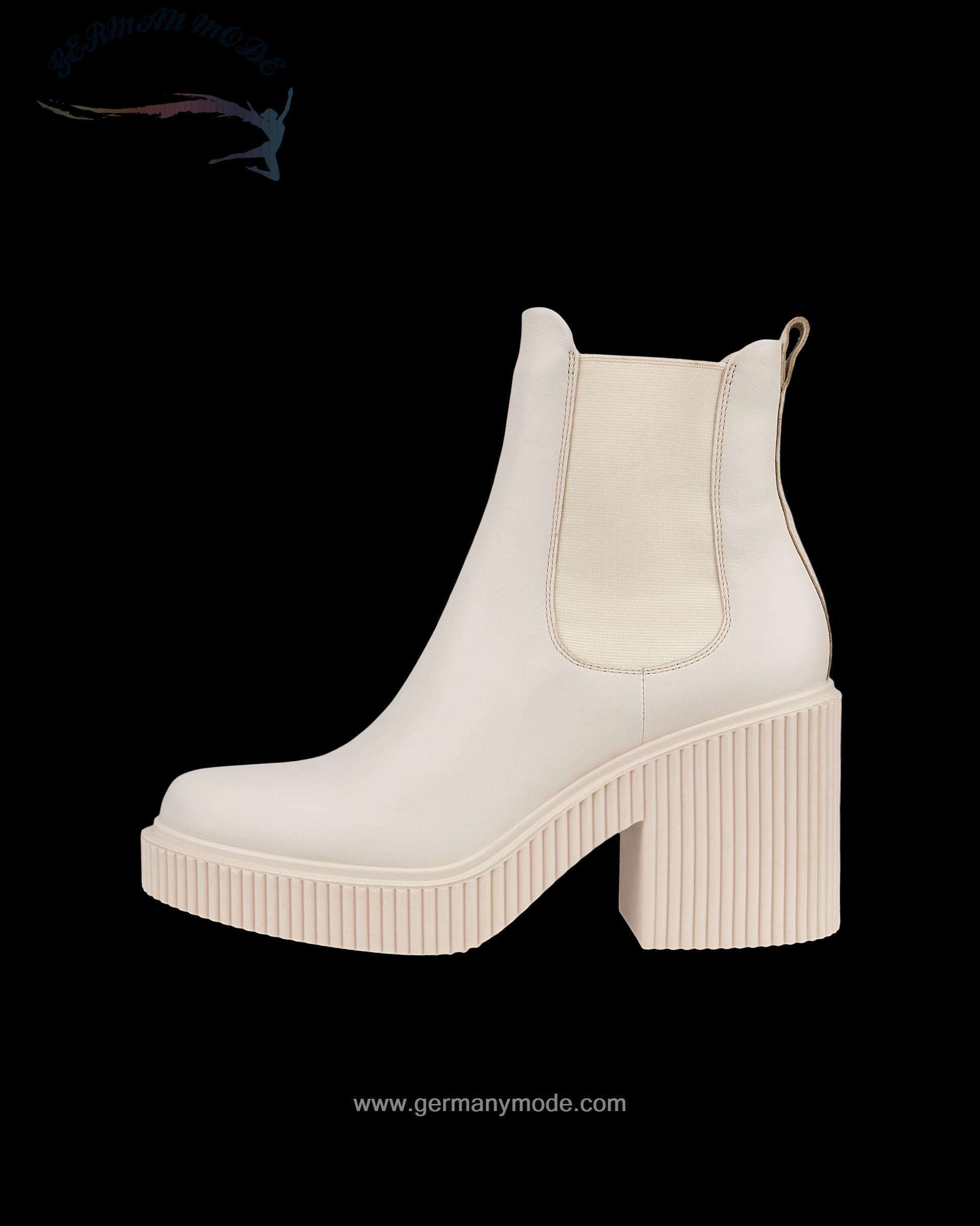 نیم بوت زنانه اکو دانمارک ECCO FLUTED HEEL Damen Chelsea Boot aus Leder Beige