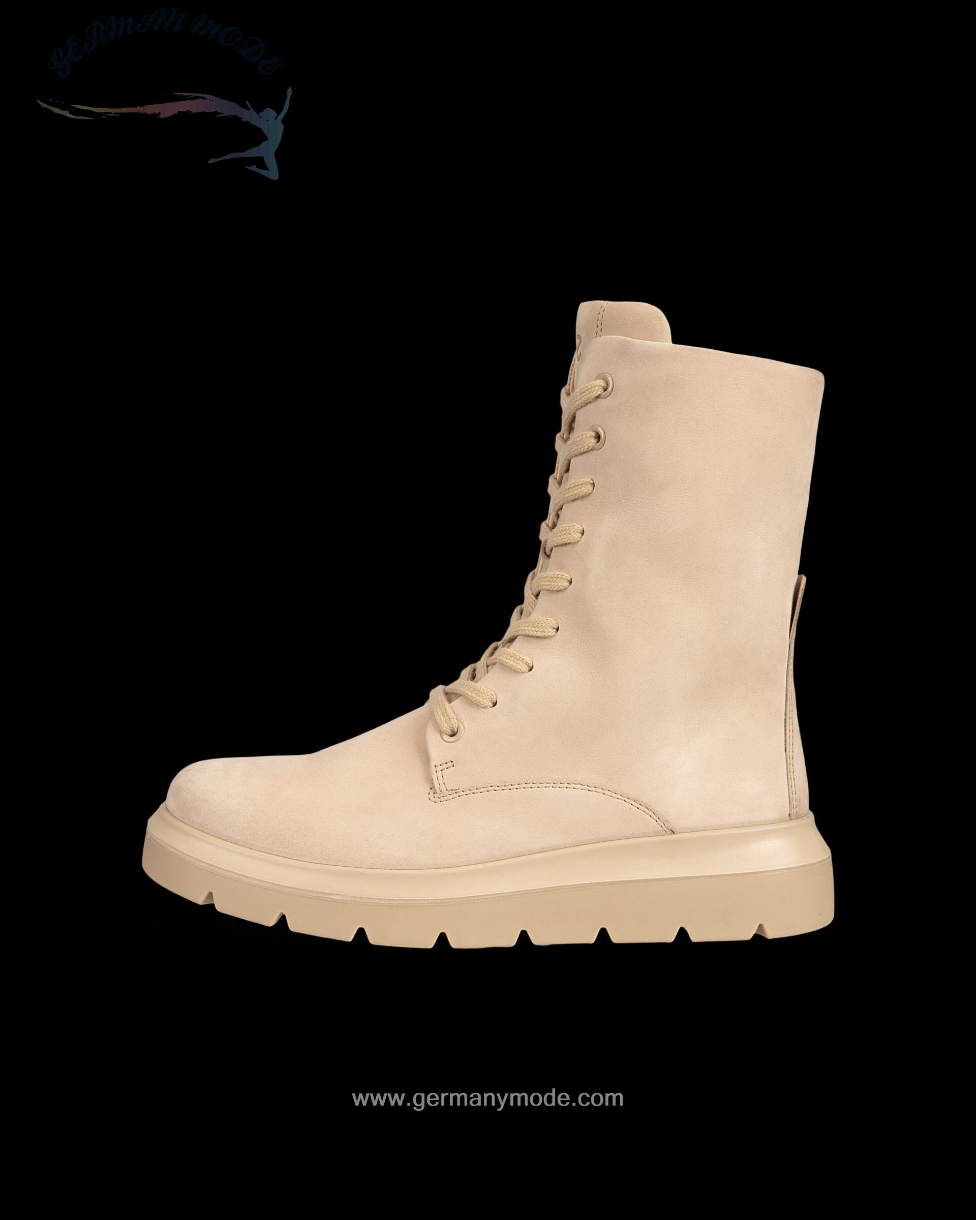 نیم بوت زنانه اکو دانمارک ECCO NOUVELLE Damen Schnürstiefel aus Leder Beige