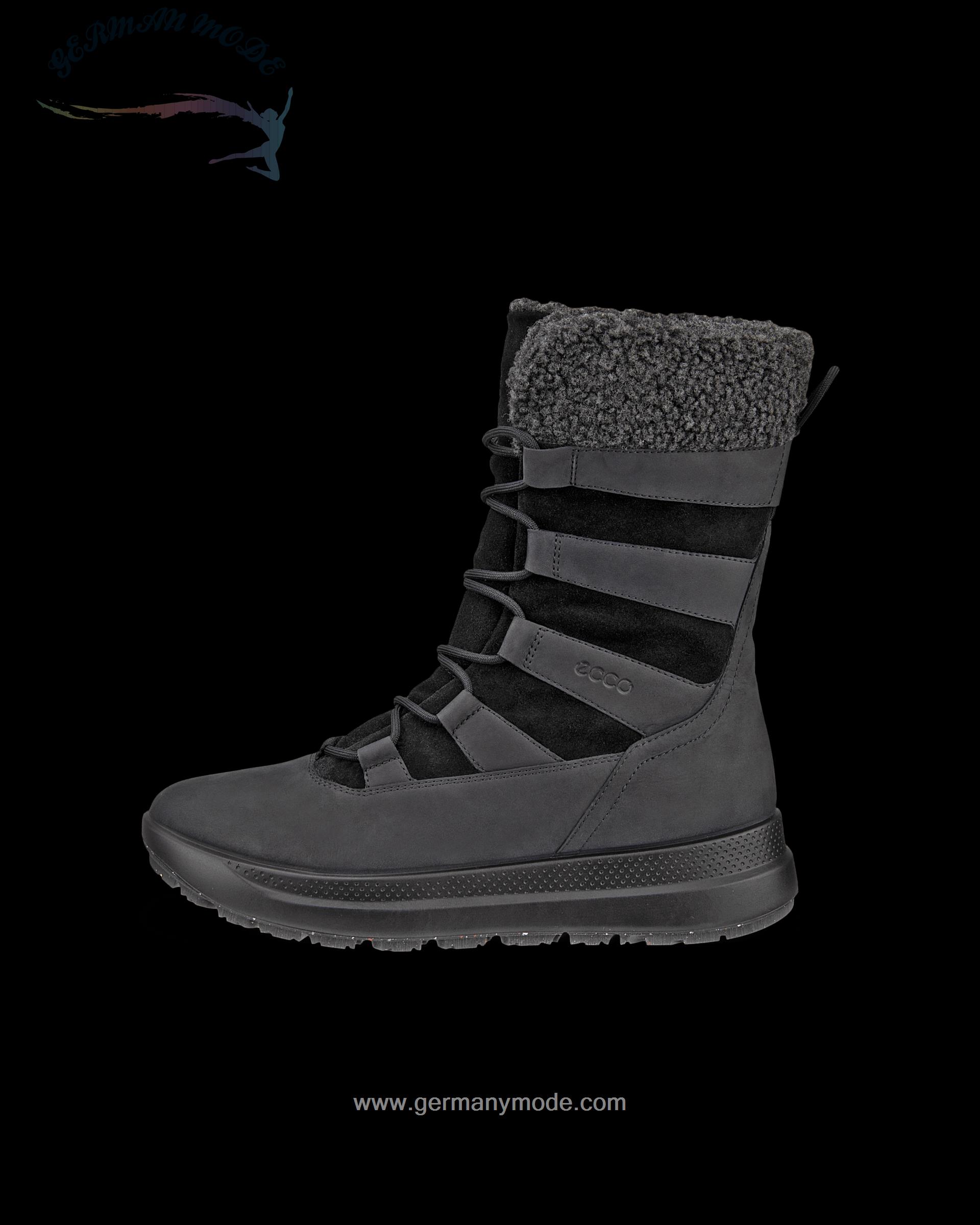 بوت ضد آب زنانه اکو دانمارک ECCO SOLICE Damen Wasserdichte Winterstiefel aus Nubukleder Schwarz