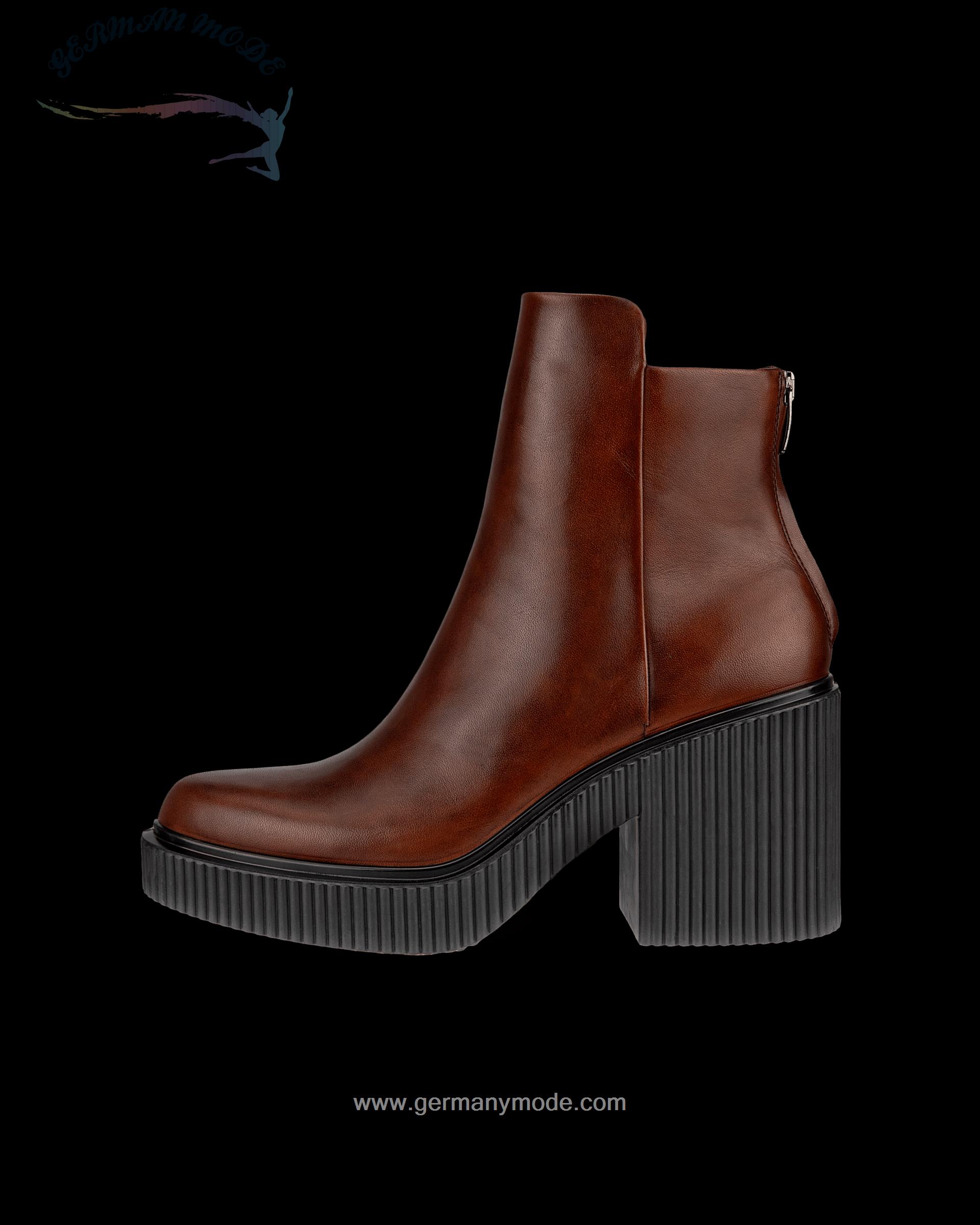 نیم بوت زنانه اکو دانمارک ECCO FLUTED HEEL Damen Ankle Boot aus Leder Braun