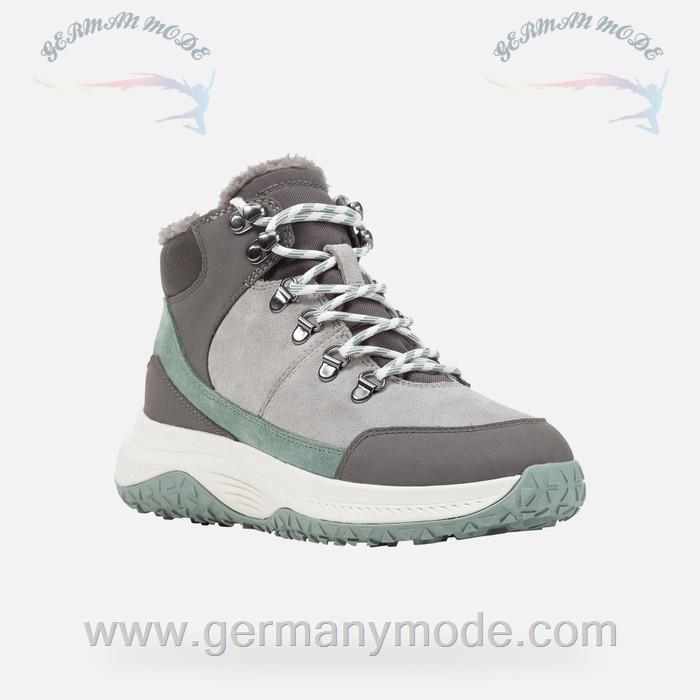 کتانی ضد آب زنانه جی اوکس ایتالیا GEOX SCHNÜRSTIEFELETTEN Oliviera + Grip Dame Hellgrau/Grau