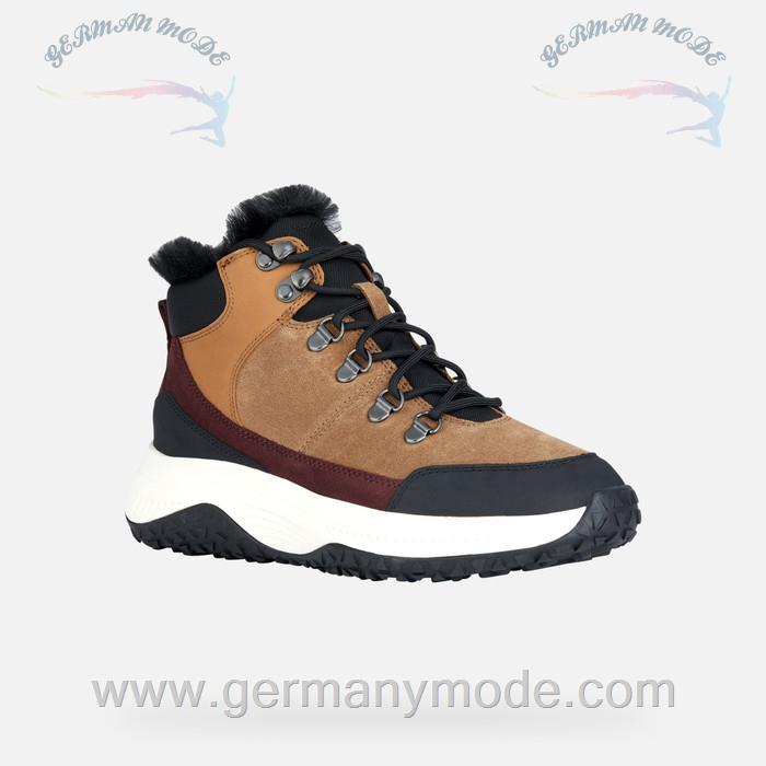 کتانی ضد آب زنانه جی اوکس ایتالیا GEOX SCHNÜRSTIEFELETTEN Oliviera + Grip Dame Beige/Schwarz
