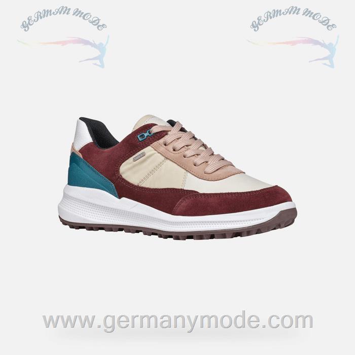 کتانی ورزشی ضد آب زنانه جی اوکس ایتالیا GEOX WASSERDICHTE SCHUHE Pg1x Abx Dame Abx Dame Weinrot/Off-White