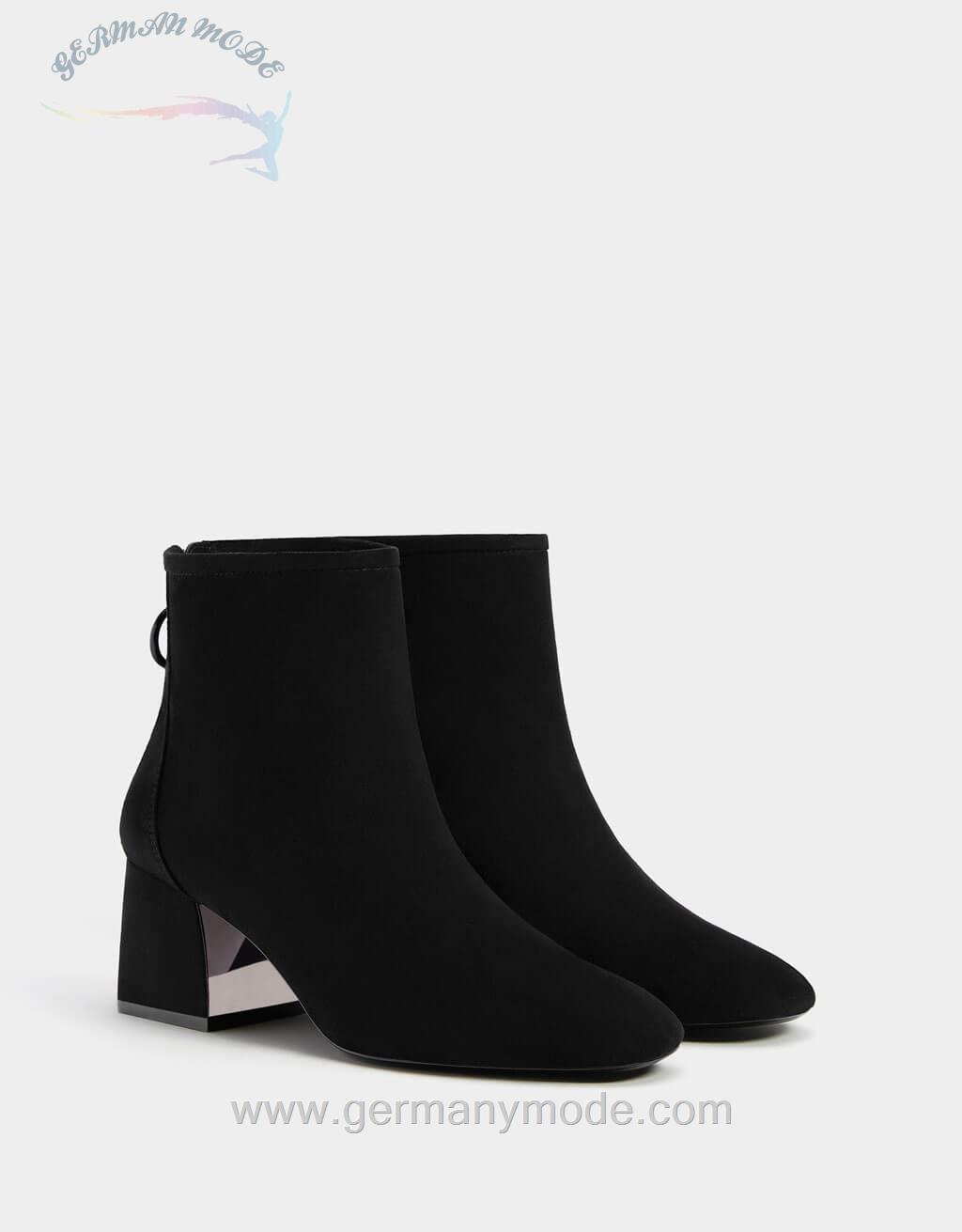 نیم بوت زنانه برشکا اسپانیا Stiefelette mit halbhohem Metallic-Absatz