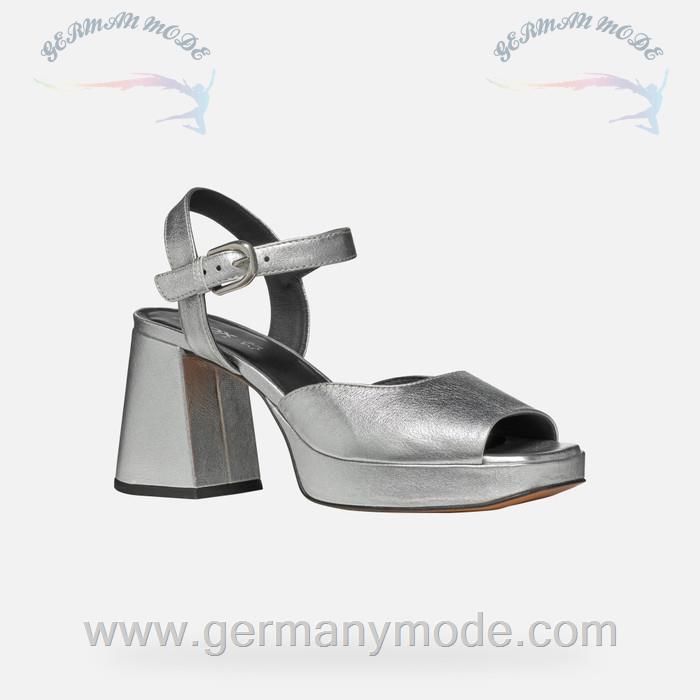 صندل زنانه جی اوکس ایتالیا GEOX SANDALEN MIT HOHEM ABSATZ Soledea Dame Silber