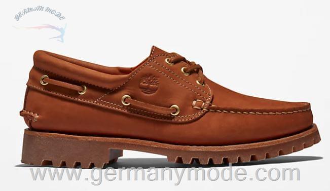 کفش دست دوز کلاسیک مردانه تیمبرلند آمریکا Timberland 3 EYE LUG HAND STITCHED BOAT SHOE FOR MEN IN BROWN