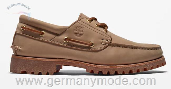 کفش دست دوز کلاسیک مردانه تیمبرلند آمریکا Timberland 3 EYE LUG HAND STITCHED BOAT SHOE FOR MEN IN TAN