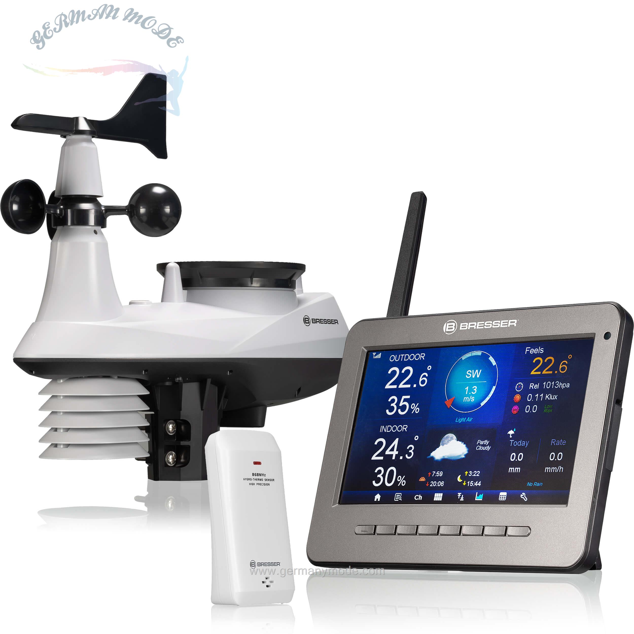 دستگاه هواشناسی دیجیتال برسر آلمان BRESSER WLAN HD TFT 7-in-1-Profi-Wettercenter mit verschiedenen Anzeige-Modi